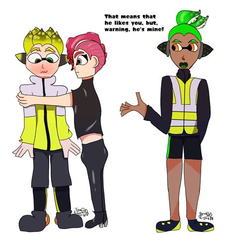 Agent 8, taken a little back from hearing her voice suddenly, glanced down at his hand holding the Octoshot and back at her. . Splatoon agent 3 x agent 8